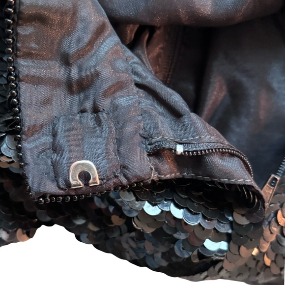 ♣️Vintage Black Silk Sequined High-Waisted Shorts, Size Medium - Picture 9 of 10